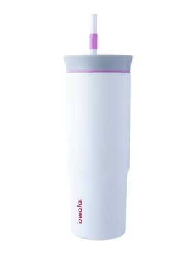 OWALA White and Pink Insulated Straw Tumbler